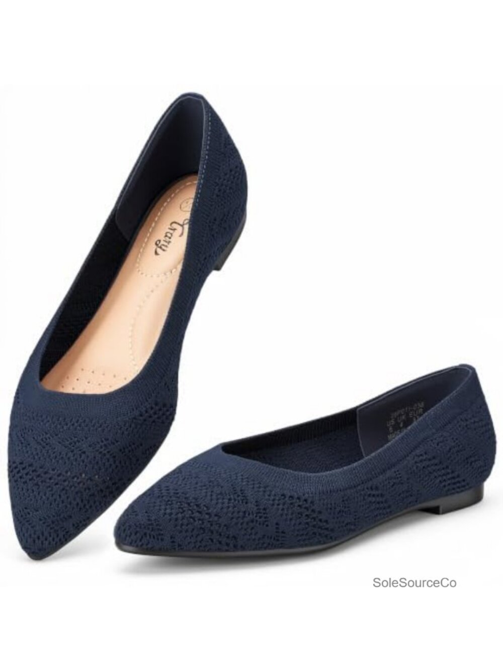 Women's Knit Flats Pointed Toe Slip On Comfortable Dress Shoes
